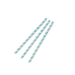 Jumbo aqua stripe 8mm paper straw, 7.8in