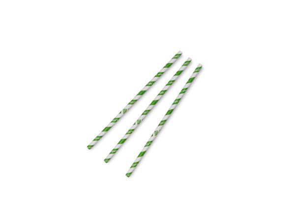 Jumbo green stripe 8mm paper straw, 7.8in