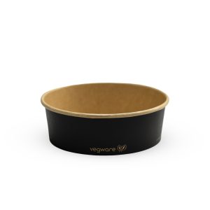 Vegware 16oz/500ml round black paper food container x 300